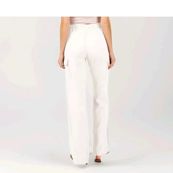 Stylish White  Linen Pants Love Tree Size Medium - Picture 5 of 10